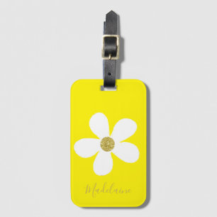 Simple Yellow White Daisy Gold Personal Travel Luggage Tag