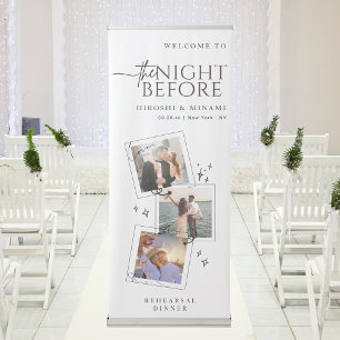 Simple Yet Cute Black And White Rehearsal Dinner Retractable Banner