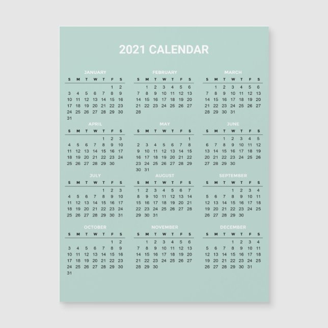 Simple Yet Elegant 2020 Calendar | Magnetic Card (Front)