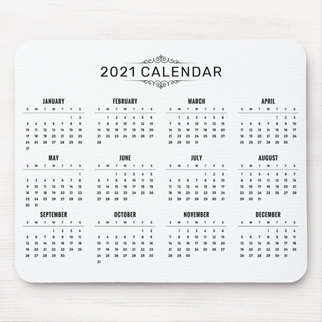 Simple Yet Elegant 2021 Calendar | Mousepad (Front)