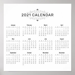 Simple Yet Elegant 2021 Calendar   Poster