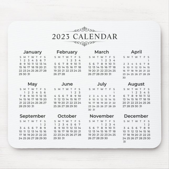 Simple Yet Elegant 2023 Calendar | Mousepad (Front)