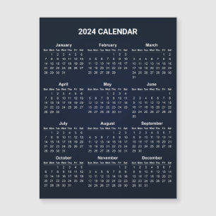 Simple Yet Elegant 2024 Calendar Magnetic Card
