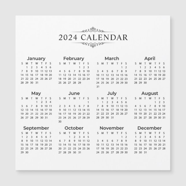 Simple Yet Elegant 2024 Calendar | Magnetic Card (Front)