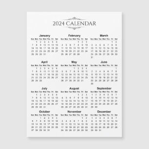 Simple yet Elegant 2024 Calendar   Magnetic Card