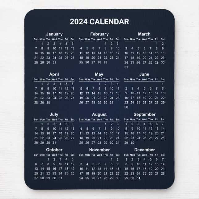 Simple Yet Elegant 2024 Calendar | Mousepad (Front)