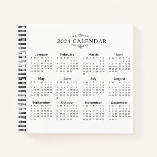 Simple Yet Elegant 2024 Calendar   Notebook