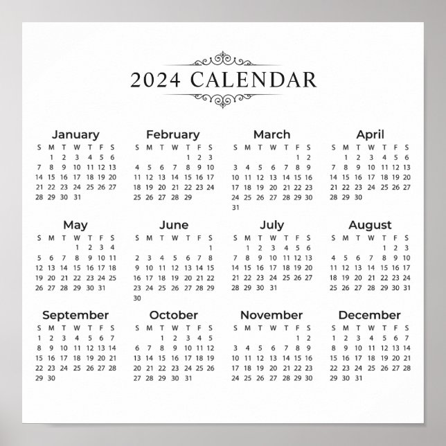Simple Yet Elegant 2024 Calendar | Poster (Front)
