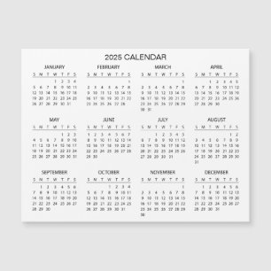 Simple Yet Elegant 2025 Calendar   Magnetic Card