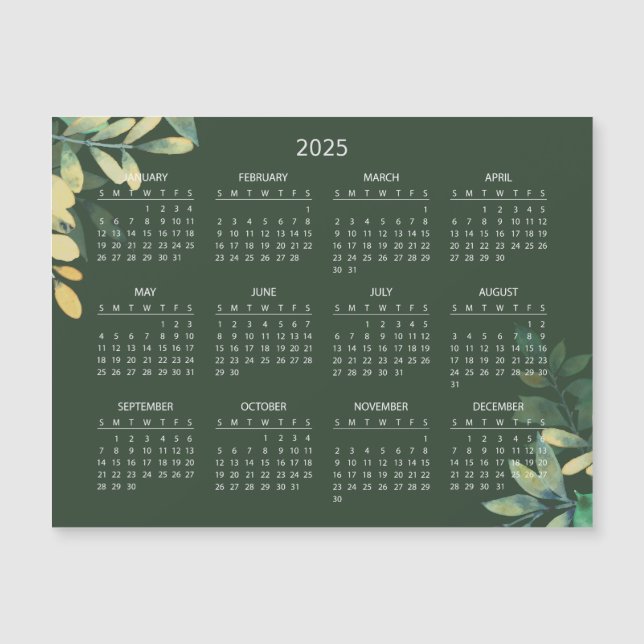 Simple Yet Elegant 2025 Calendar | Magnetic Card (Front)