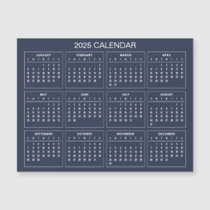 Simple Yet Elegant 2025 Calendar Magnetic Card