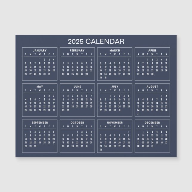 Simple Yet Elegant 2025 Calendar | Magnetic Card (Front)