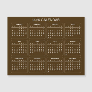 Simple Yet Elegant 2025 Calendar Magnetic Card