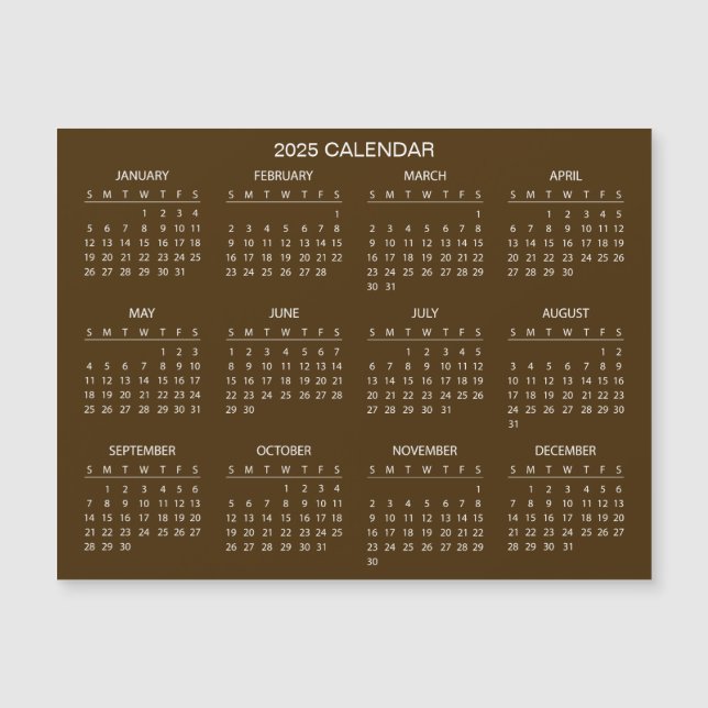 Simple Yet Elegant 2025 Calendar | Magnetic Card (Front)
