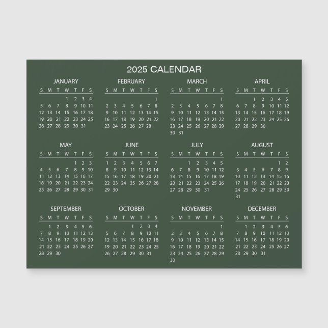 Simple Yet Elegant 2025 Calendar | Magnetic Card (Front)