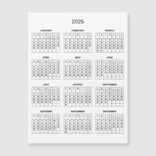 Simple Yet Elegant 2025 Calendar   Magnetic Card