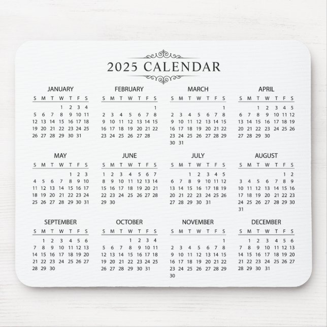 Simple Yet Elegant 2025 Calendar | Mousepad (Front)