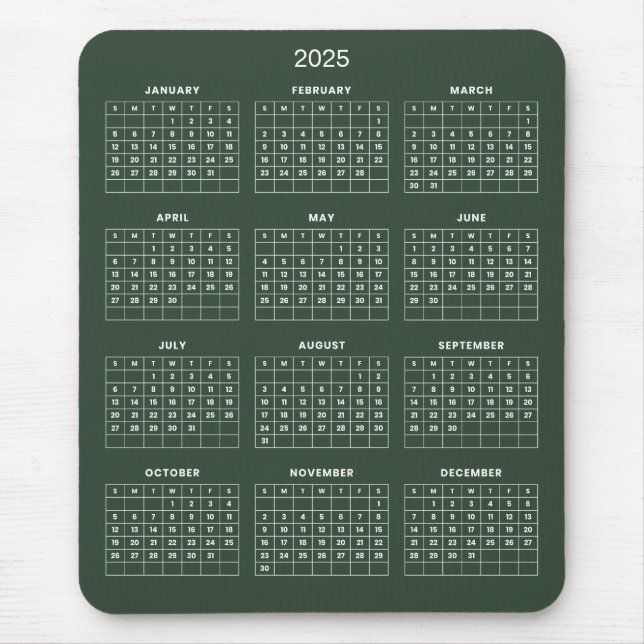 Simple Yet Elegant 2025 Calendar | Mousepad (Front)