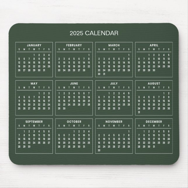 Simple Yet Elegant 2025 Calendar | Mousepad (Front)