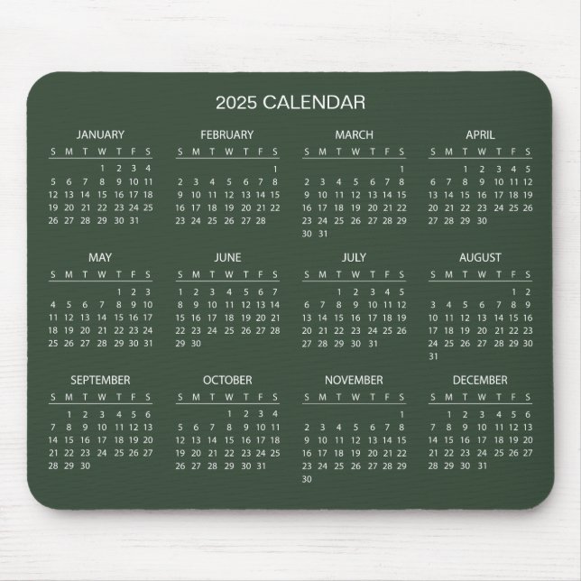 Simple Yet Elegant 2025 Calendar | Mousepad (Front)