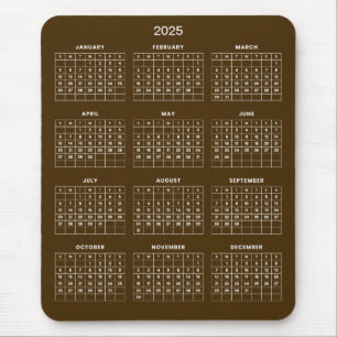 Simple Yet Elegant 2025 Calendar Mousepad