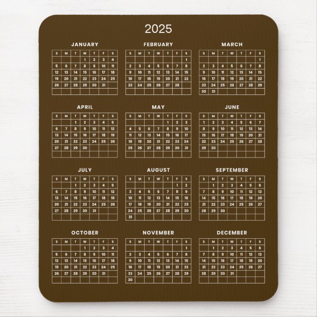 Simple Yet Elegant 2025 Calendar | Mousepad (Front)