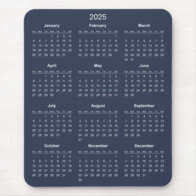 Simple Yet Elegant 2025 Calendar | Mousepad (Front)