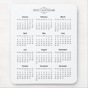 Simple Yet Elegant 2025 Calendar Mousepad