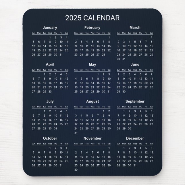 Simple Yet Elegant 2025 Calendar | Mousepad (Front)
