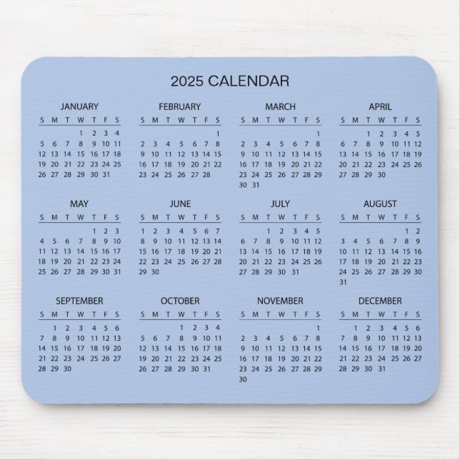 Simple Yet Elegant 2025 Calendar | Mousepad (Front)