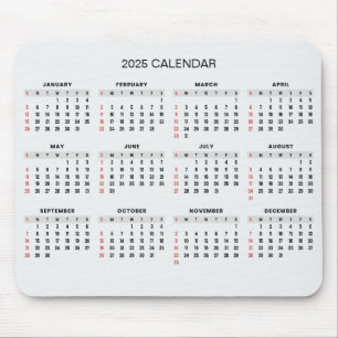 Simple Yet Elegant 2025 Calendar Mousepad