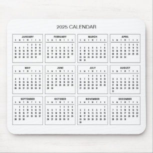 Simple Yet Elegant 2025 Calendar Mousepad