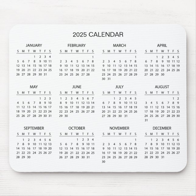 Simple Yet Elegant 2025 Calendar | Mousepad (Front)