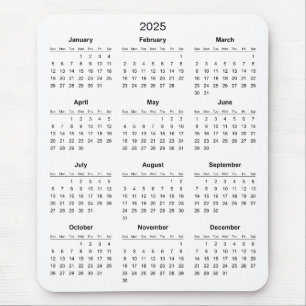 Simple Yet Elegant 2025 Calendar Mousepad
