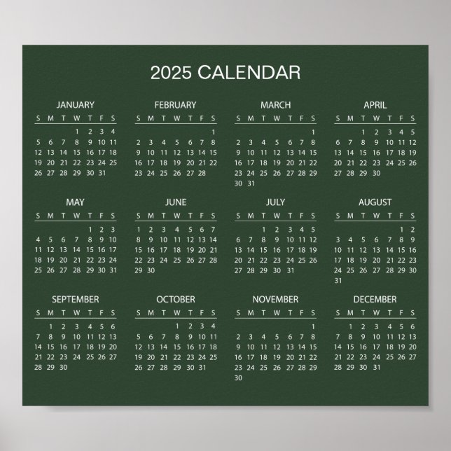 Simple Yet Elegant 2025 Calendar |  Poster (Front)