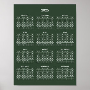 Simple Yet Elegant 2025 Calendar Poster