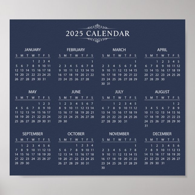 Simple Yet Elegant 2025 Calendar |  Poster (Front)