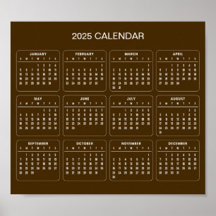 Simple Yet Elegant 2025 Calendar Poster