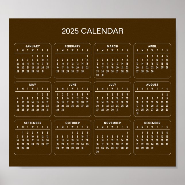 Simple Yet Elegant 2025 Calendar |  Poster (Front)