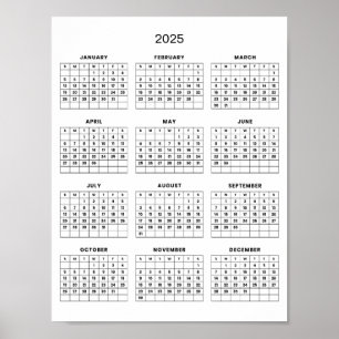 Simple Yet Elegant 2025 Calendar    Poster