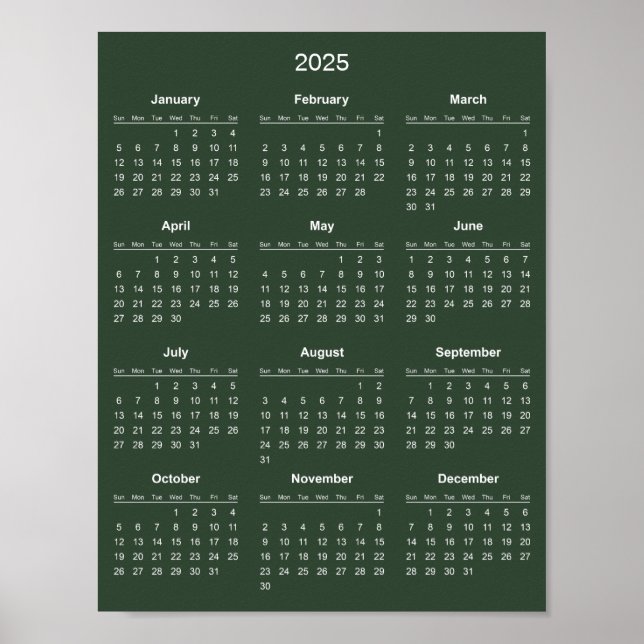 Simple Yet Elegant 2025 Calendar |  Poster (Front)