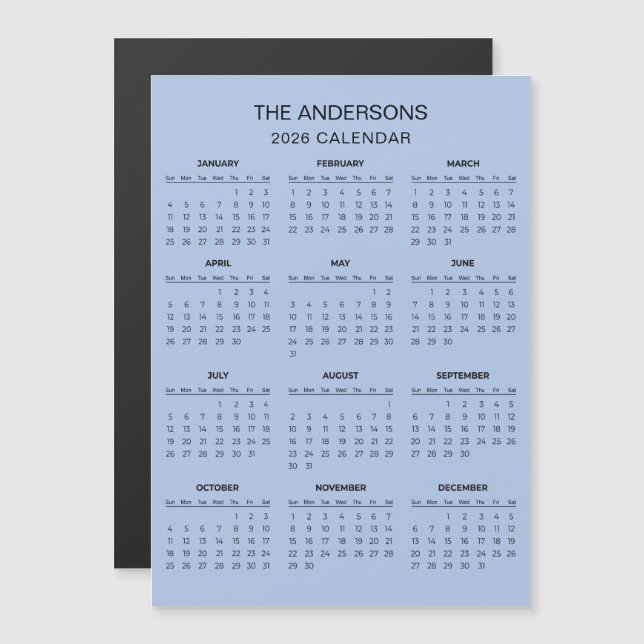 Simple Yet Elegant 2026 Calendar | Magnet (Front/Back)