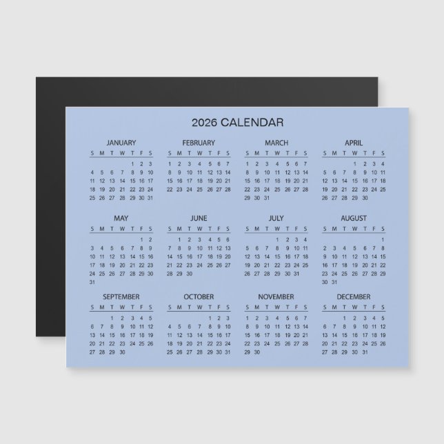 Simple Yet Elegant 2026 Calendar | Magnet (Front/Back)