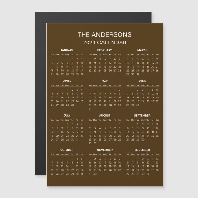 Simple Yet Elegant 2026 Calendar | Magnet (Front/Back)