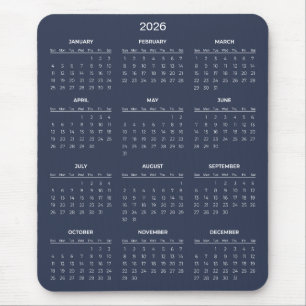 Simple Yet Elegant 2026 Calendar Mousepad