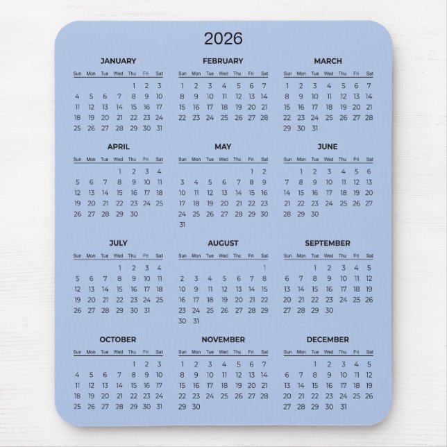 Simple Yet Elegant 2026 Calendar | Mousepad (Front)