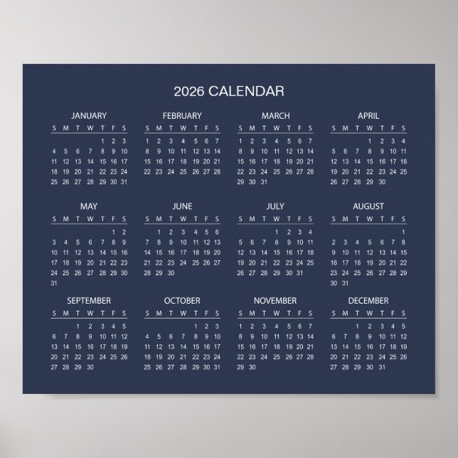 Simple Yet Elegant 2026 Calendar |  Poster (Front)