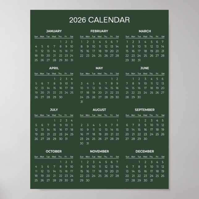 Simple Yet Elegant 2026 Calendar |  Poster (Front)