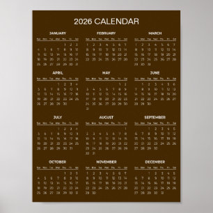 Simple Yet Elegant 2026 Calendar Poster
