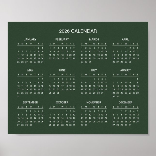 Simple Yet Elegant 2026 Calendar |  Poster (Front)
